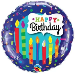بادکنک فویلی گرد طرح شمع happy birthday
