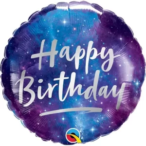 بادکنک فویلی گرد طرح فضایی happy birthday