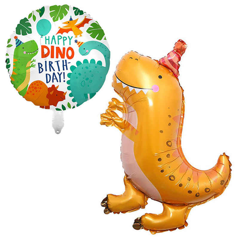 بادکنک فویلی لاکی بالونز طرح دایناسور کلاه دار و DINO مدل Happy Birthday کد 1228 مجموعه 2 عددی