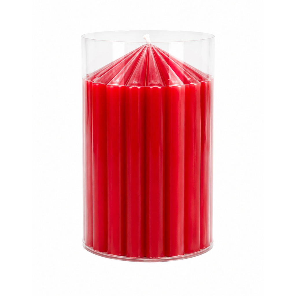 شمع استوانهای بدونبو مدل 10 طرح شیاردار کد KP-21-10c زمان اتمام 10 ساعت