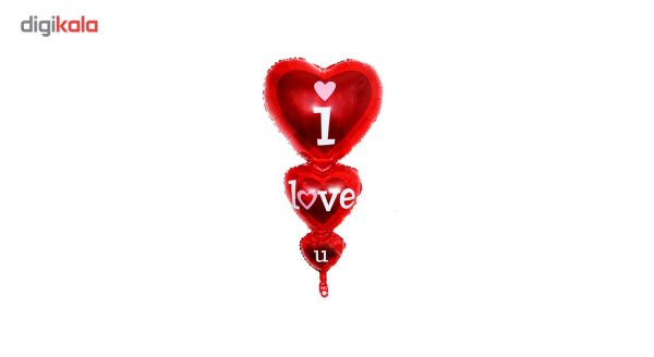 بادکنک فویلی سورتک طرح سه قلب I LOVE YOU
