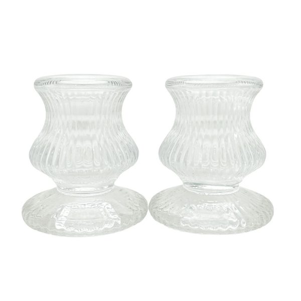 ست 2 تکه جاشمعی شیشه مدل وارمر کلاسیک کد KP-2156