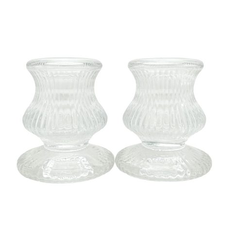 ست 2 تکه جاشمعی شیشه ای مدل قلمی کلاسیک کد KP-2156