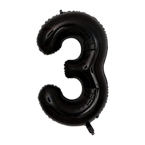 بادکنک فویلی عدد 3 هپی بری مشکی سایز 32 اینچ