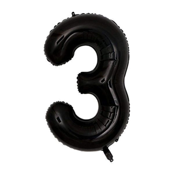 بادکنک فویلی عدد 3 هپی بری مشکی سایز 32 اینچ