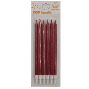شمع تولد مدل اکلیلی تک رنگ کد I22V بسته 6 عددی