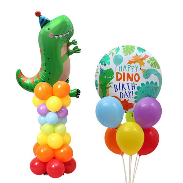 بادکنک فویلی لاکی بالونز طرح دایناسور کلاه دار و Happy Birthday طرح DINO کد 1004 مجموعه 3 عددی