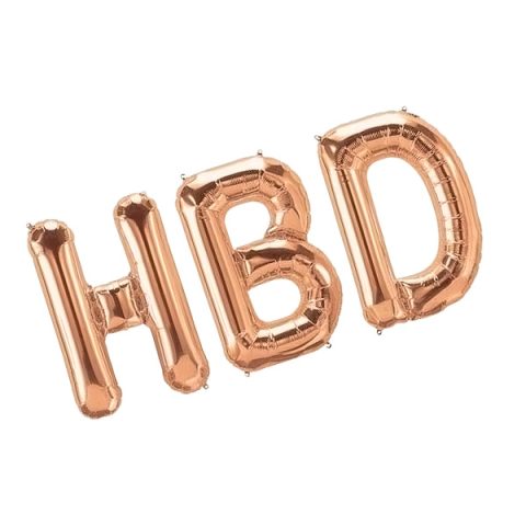 بادکنک مدل فویلی HBD کد rosegoldHBD16inch مجموعه 3 عددی