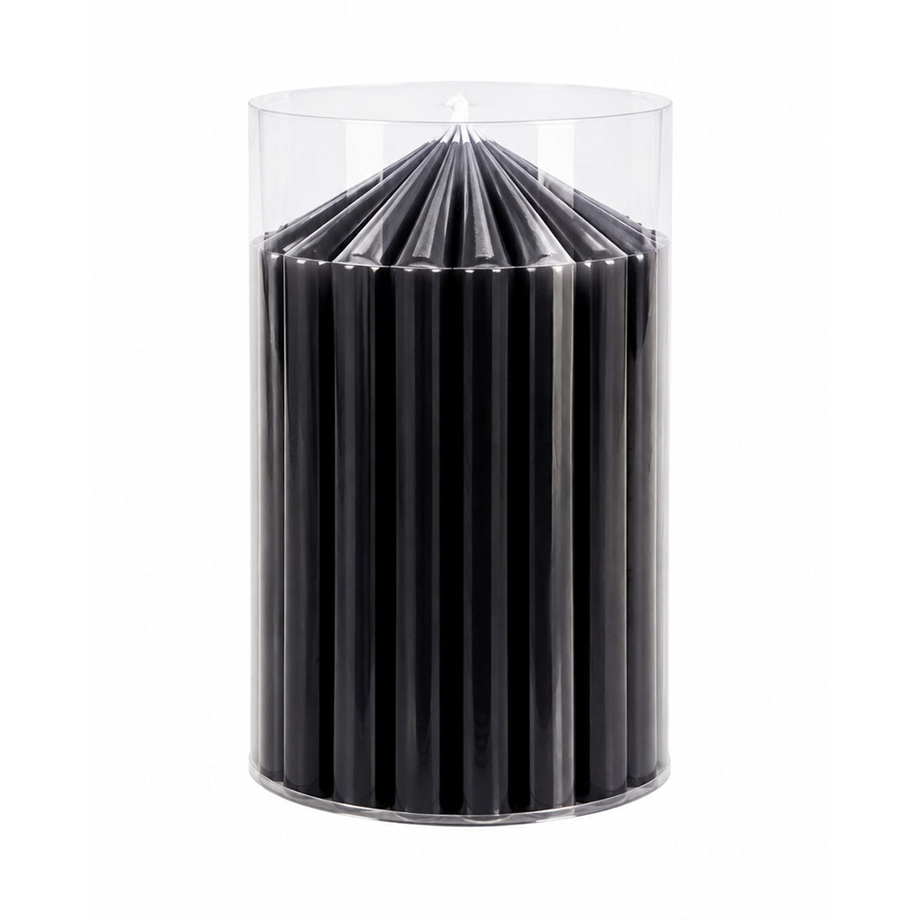 شمع استوانهای بدونبو مدل 10 طرح شیاردار کد KP-21-10c زمان اتمام 10 ساعت