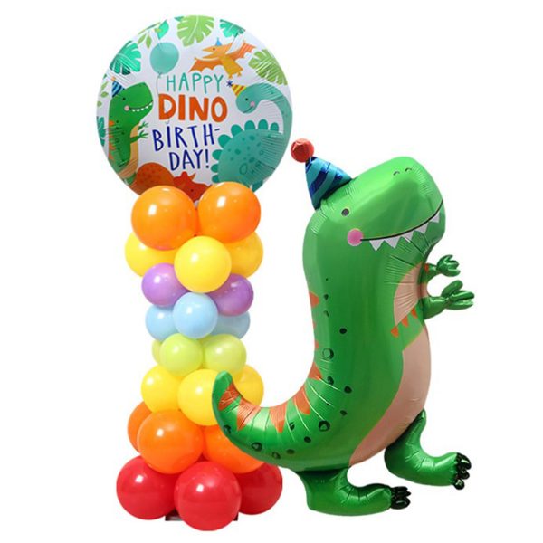 بادکنک فویلی لاکی بالونز طرح دایناسور کلاه دار و Happy Birthday طرح DINO کد 1006 مجموعه 2 عددی