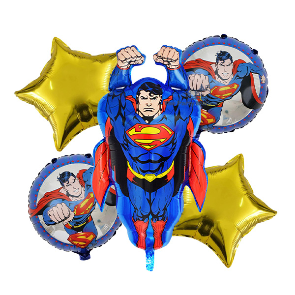 بادکنک فویلی مدل سوپرمن کد Superman5csB1 مجموعه 5 عددی