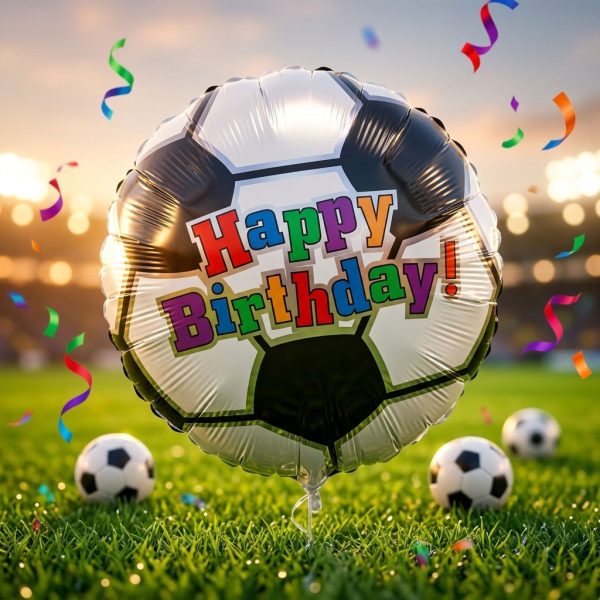 بادکنک فویلی مدل گرد هپی برت دی توپ فوتبال کد KP-HBD-212 بسته 3 عددی