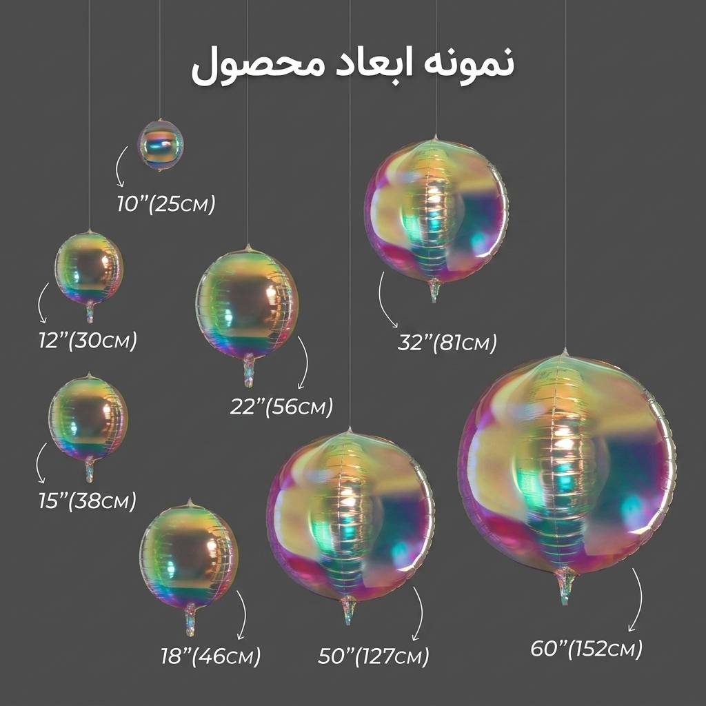 بادکنک فویلی مدل اوربز هولوگرامی کوکونات کد KP-10in