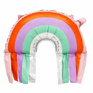 بادکنک فویلی مدل رنگین کمان پاستلی منگوله های متالیک