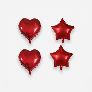 بادکنک فویلی پارتی لند تهران مدل قلب و ستاره کد LOVE09 بسته چهار عددی