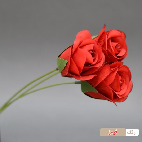 شاخه گل رز مصنوعی بسته 3 عددی ارتفاع 30 سانتیمتر وزن سبک 40 گرم مناسب تزئینات و دکوراسیون داخلی