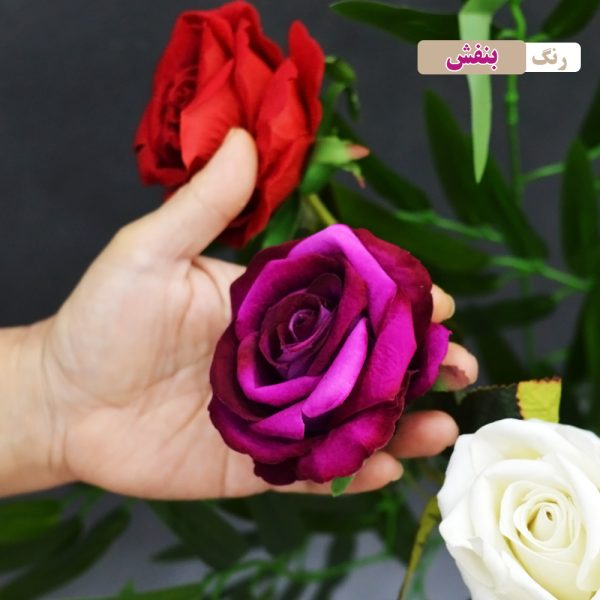 گل مصنوعی شاخه گل رز ارتفاع 50 سانتی‌متر بسته دو عددی، مناسب تزیین و دکوراسیون خانگی و اداری، وزن سبک 50 گرم